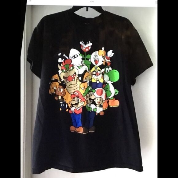 Super Mario & Friends Nintendo Black T-shirt Sz L - Picture 1 of 2